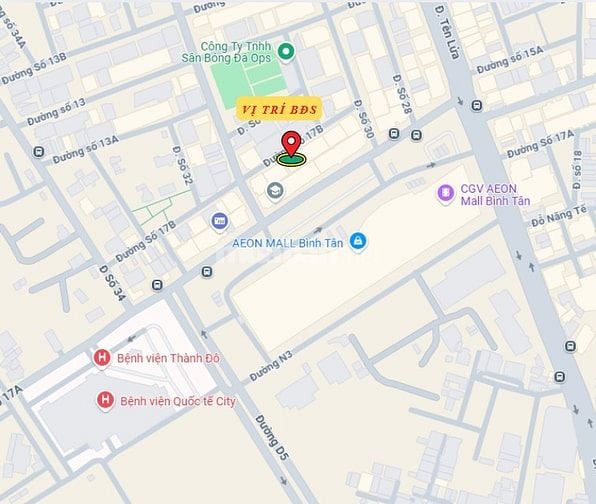 Bán nhà đường Số 17B khu Tên Lửa, 5 x 20m, 3.5 tấm, 13.5 tỷ cạnh Aeon.