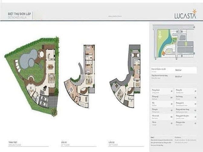 Bán biệt thự Lucasta Khang Điền, căn bờ sông, 798m2, 3 tầng, nhà thô