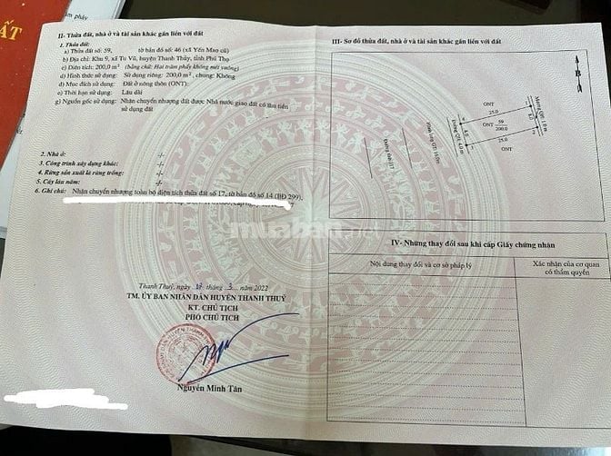 Bán 2 lô đất liền kề: mặt đường tỉnh 317 và mặt Sông Đà tại xã Tu Vũ