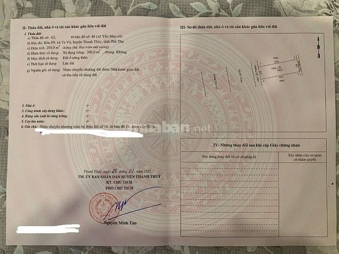Bán 2 lô đất liền kề: mặt đường tỉnh 317 và mặt Sông Đà tại xã Tu Vũ