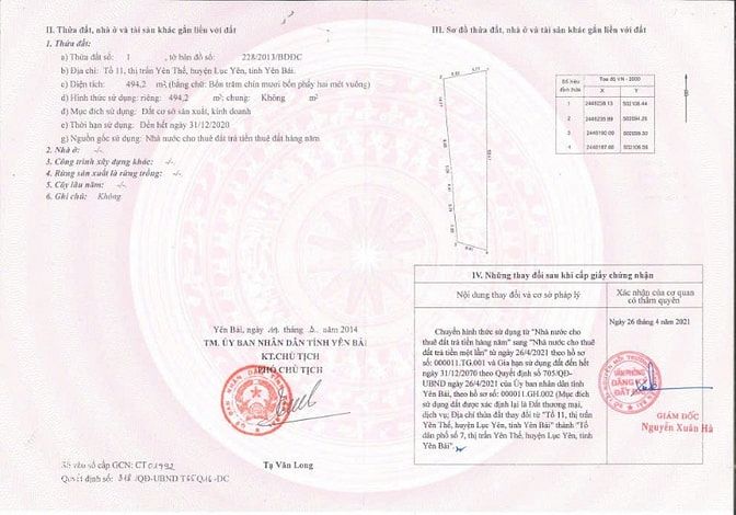 CẦN BÁN LÔ ĐẤT VỊ TRÍ ĐẮC ĐỊA TẠI TT YÊN THẾ, HUYỆN LỤC YÊN, YÊN BÁI