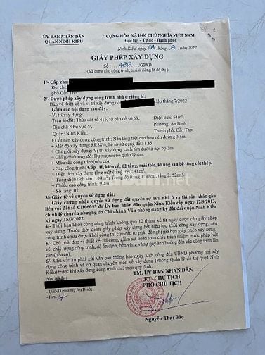 BÁN NỀN CẤP PHÉP XÂY DỰNG CHÍNH 