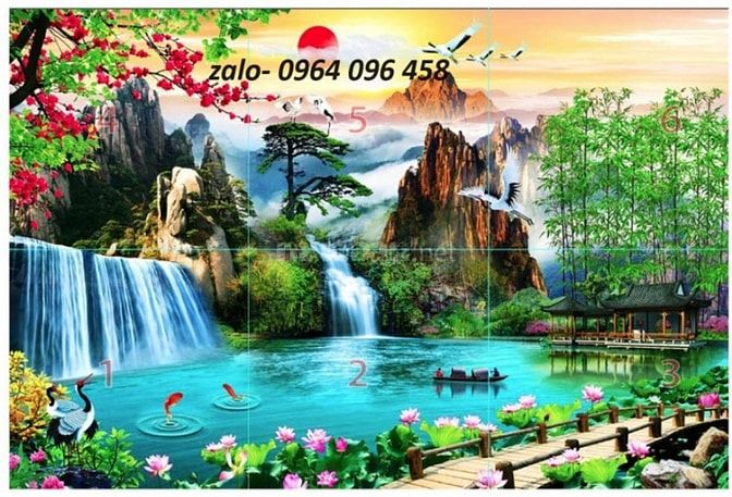 tranh gạch 3d ốp tường phòng khách - NCV4