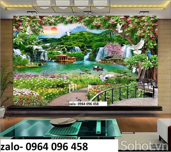 tranh gạch 3d ốp tường phòng khách - NCV4
