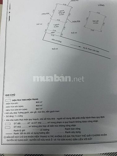 Về quê Bán nhà cấp 4 gác lửng ,đã lên đất thổ Cư