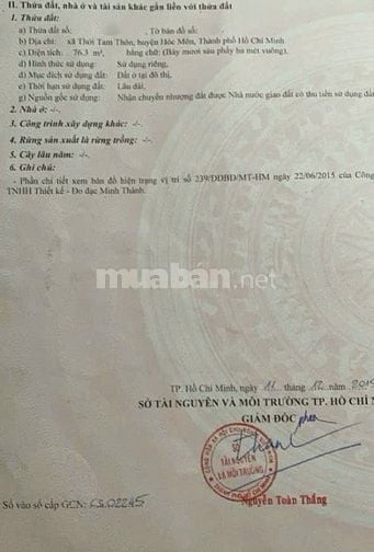 Cần bán gấp căn nhà 76m2 ở Thới Tam Thôn - Hóc Môn giá 730 triệu.