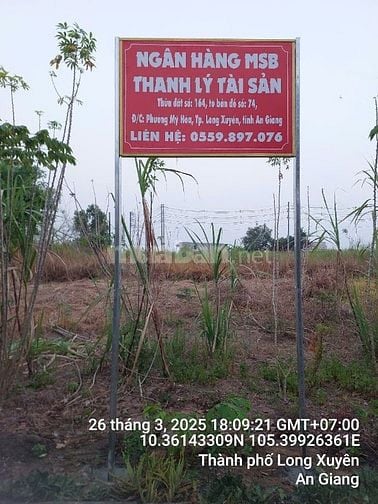 Bán 136m2 đất ở tại đô thị tại phưỡng Mỹ Hòa, Long Xuyên, An Giang