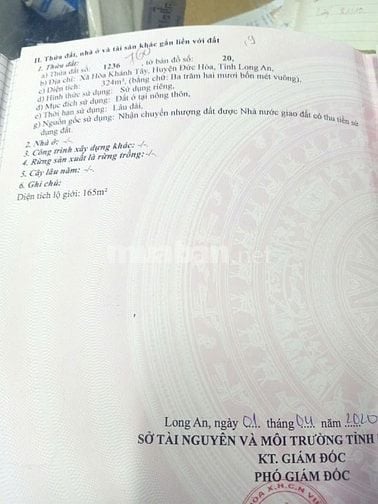 Bán thửa đất 2 mặt tiền tại Đức Hoà ngang 15m diện tích 324m2 giá 2ty4