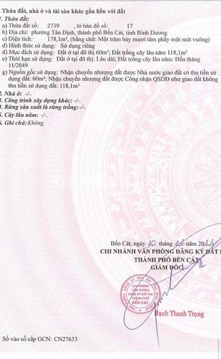 Cần Bán Lô Đất Tân Định Bến Cát Bình Dương Gần Khu Du Lịch Đại Nam