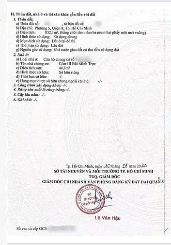CC III Bùi Minh Trực P5 Q8 44,3m2 Sổ hồng trao tay 