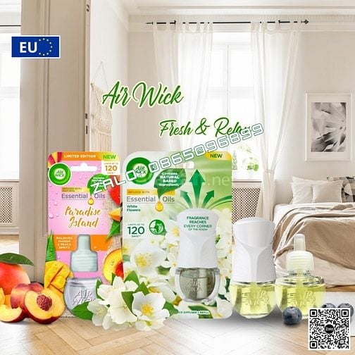 Bộ tinh dầu thơm phòng AirWick 19ml nhập khẩu Châu Âu, hỗ trợ khử mùi