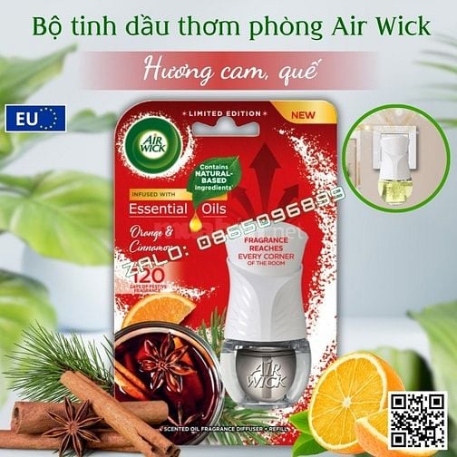 Bộ tinh dầu thơm phòng AirWick 19ml nhập khẩu Châu Âu, hỗ trợ khử mùi
