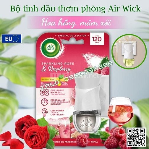 Bộ tinh dầu thơm phòng AirWick 19ml nhập khẩu Châu Âu, hỗ trợ khử mùi