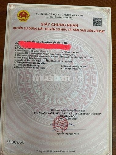 Đất 5x19 mặt tiền Tân Hiệp 39-40