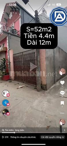 ❤️Bán mảnh ĐẤT HIẾM - THANH AM 52m2 - Nở Hậu —6tỷ ngõ oto đỗ ngày đêm