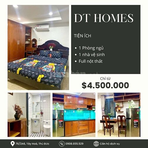 CHDV tiện nghi , riêng tư tại DT Homes - Gần Vincom Thủ Đức 