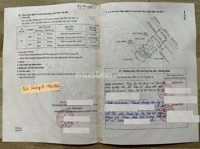 BÁN LÔ ĐẤT THƯƠNG MẠI ĐẸP MẶT ĐƯỜNG QUỐC LỘ 6 MỘC CHÂU