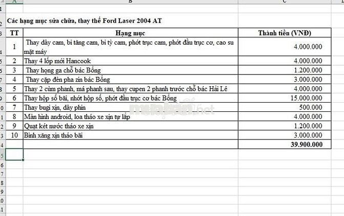 Ford Laser 2004 GHIA 1.8 AT - 260000 km