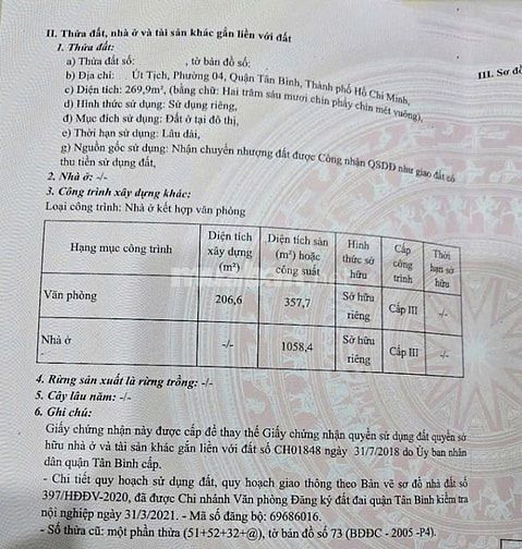 Bán toà nhà Tân Bình, mt Út Tịch, 1400m2 diện tich sàn, 1 hầm + 6 tầng