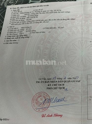  BÁN NHÀ HẺM XE TẢI : 171/1 NGUYỄN VĂN KHỐI - P. 8 - Q. GÒ VẤP - TPHCM