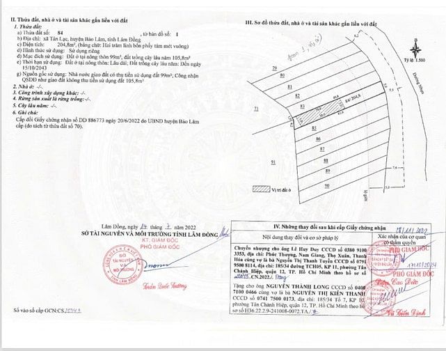 Cần bán đất thổ cư (chính chủ), MT đường nhựa 12m, Bảo Lâm, Lâm Đồng.