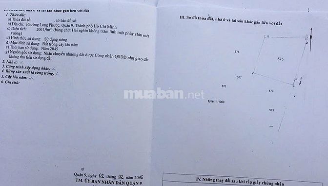 Bán lô đất góc 2 mt đường Long Thuận, Q9, 3000m2 đất, thổ cư 200m2
