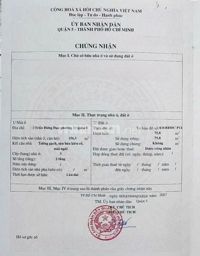🌷 🌷 🌷 BÁN NHÀ MẶT TIỀN : 292 TRẦN HƯNG ĐẠO - P. 11 - Q. 5 - TPHCM