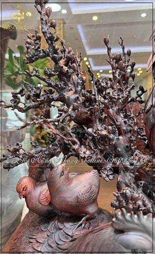 Gia đình gồ gỗ trắc đỏ đen đục thủ công