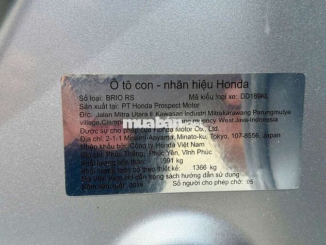 HONDA BRIO RS SX 2019AT LƯỚT 35000KM BẢO HÀNH1 NĂM