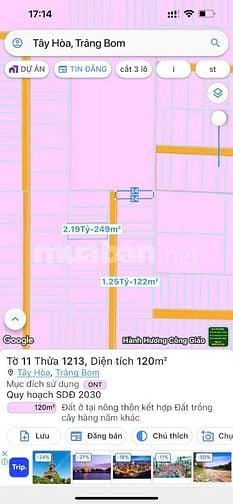 Cần bán lô đất thổ cư đường Cống Bi, Tây Hòa, Trảng Bom, Đồng Nai