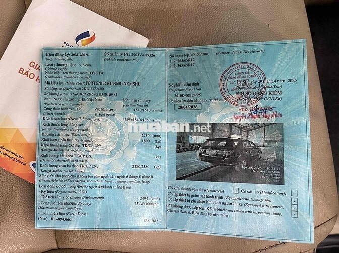 Fortuner 2013 số sàn máy dầu - 280.000 km