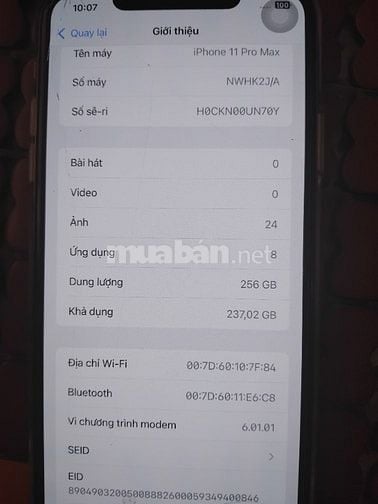 Bán iphone 11promax256G. Máy đẹp ko trầy xước 99% likenew