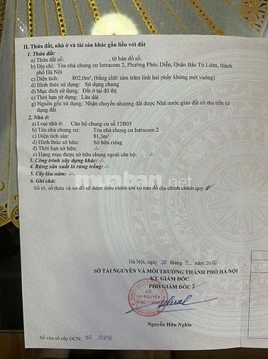 Bán CHCC Intracom 2, P. Phú Diễn, Q.Bắc Từ Liêm, TP Hà Nội
