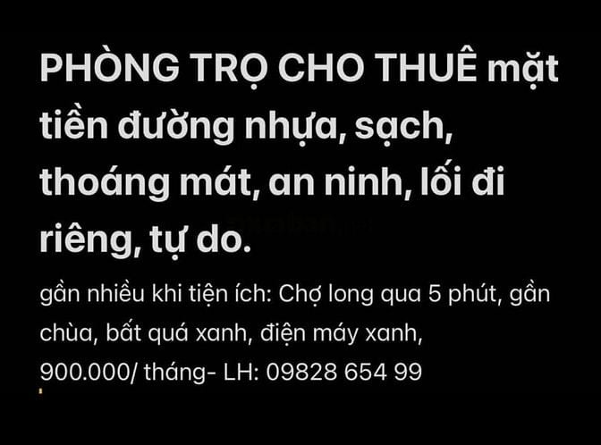 Nhà trọ Minh Thư, sạch sẽ, thoáng mát, an ninh