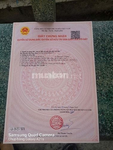 BÁN NHÀ SỐ 30 TRỀN THỊ BÀU, XÃ TÂN AN HỘI, HUYỆN CỦ CHI
