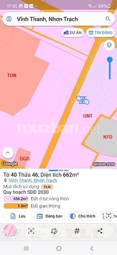 Bán đất hẻm xe tải đường Hùng Vương Nhơn Trạch giá 9 triệu/m2