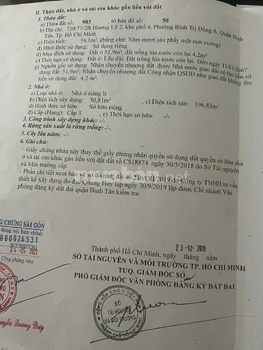 Bán Nhà 730/77/2 Đường Hương Lộ 2, 56m2, 04Tầng, PBTĐA, Q. BìnhTân 