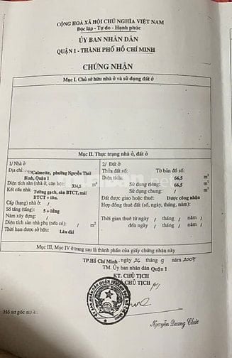 BÁN 2 CĂN NHÀ MẶT TIỀN : 118 - 120 CALMETTE  - P. NGUYỄN THÁI BÌNH -Q1