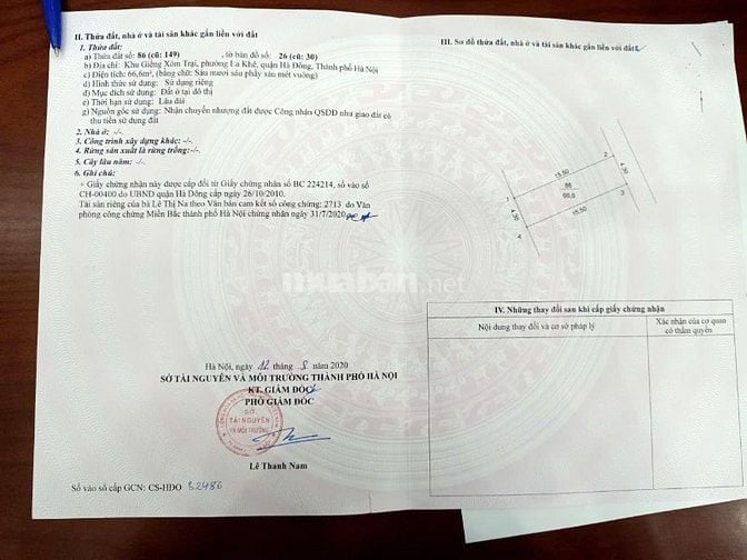 Bán nhà DT 66,6 m2 đất, chính chủ ở La Khê, Hà Đông, ôtô đỗ cửa
