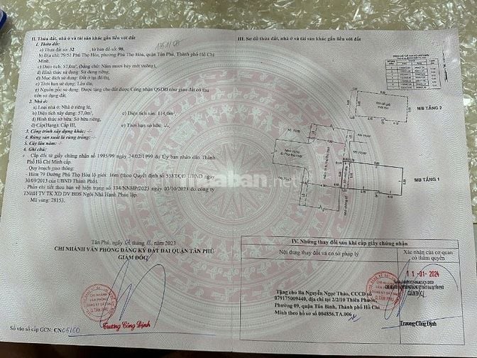 Bán nhà 79/51 Phú Thọ Hòa, Q.Tân Phú, khu Vip Chợ Vải Phú Thọ Hòa