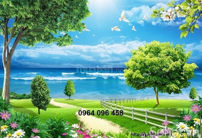 Tranh gạch 3d phong cảnh đồng quê sông núi - XC544