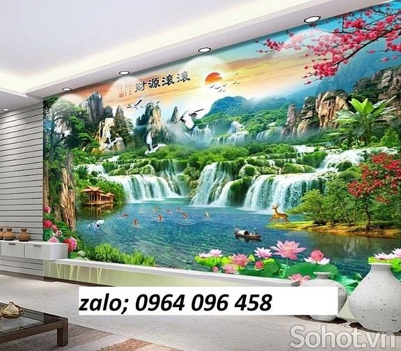 Tranh gạch 3d phong cảnh đồng quê sông núi - XC544