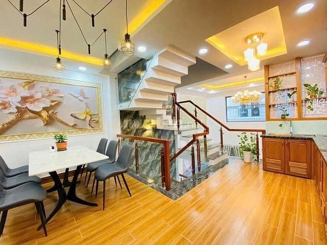 Nhà 4,9 x 9 đúc 1 trệt 2 lầu hẻm xe hơi đường số 1 p13 gò vấp 