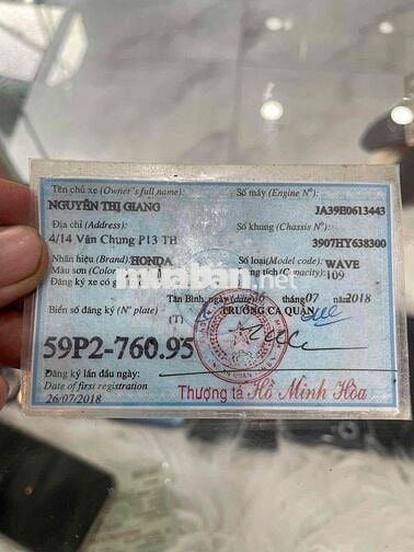 _Cần bán wave @ 110 2018 Xe máy móc zin chính chủ