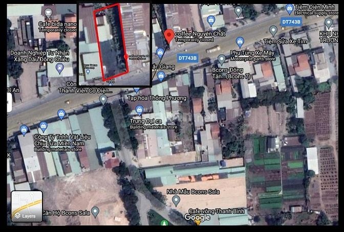 bán Đất 400m2 MT đường lớn, tỉnh lộ ĐT 743B tp Dĩ An (10x40) chính chủ