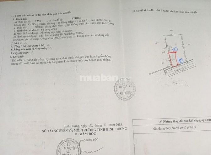 bán Đất 400m2 MT đường lớn, tỉnh lộ ĐT 743B tp Dĩ An (10x40) chính chủ
