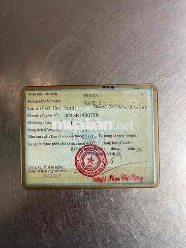 WAVE S 2010 BS 72 HỖ TRỢ GÓP QUA N.HÀNG CÓ ĐỖI XE