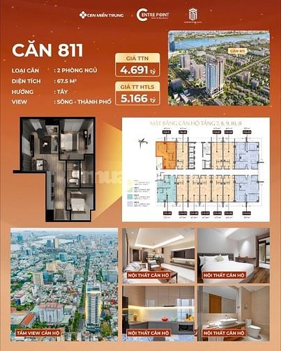 Căn hộ Centre Point Đà Nẵng full nội thất 5 sao doanh thu đến 60 triệu