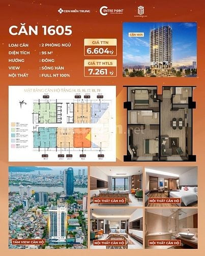Căn hộ Centre Point Đà Nẵng full nội thất 5 sao doanh thu đến 60 triệu