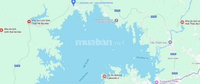 BÁN GẤP ĐẤT GẦN HỒ TRỊ AN, RẤT HỢP NGHỈ DƯỠNG, THIÊN NHIÊN TRONG LÀNH